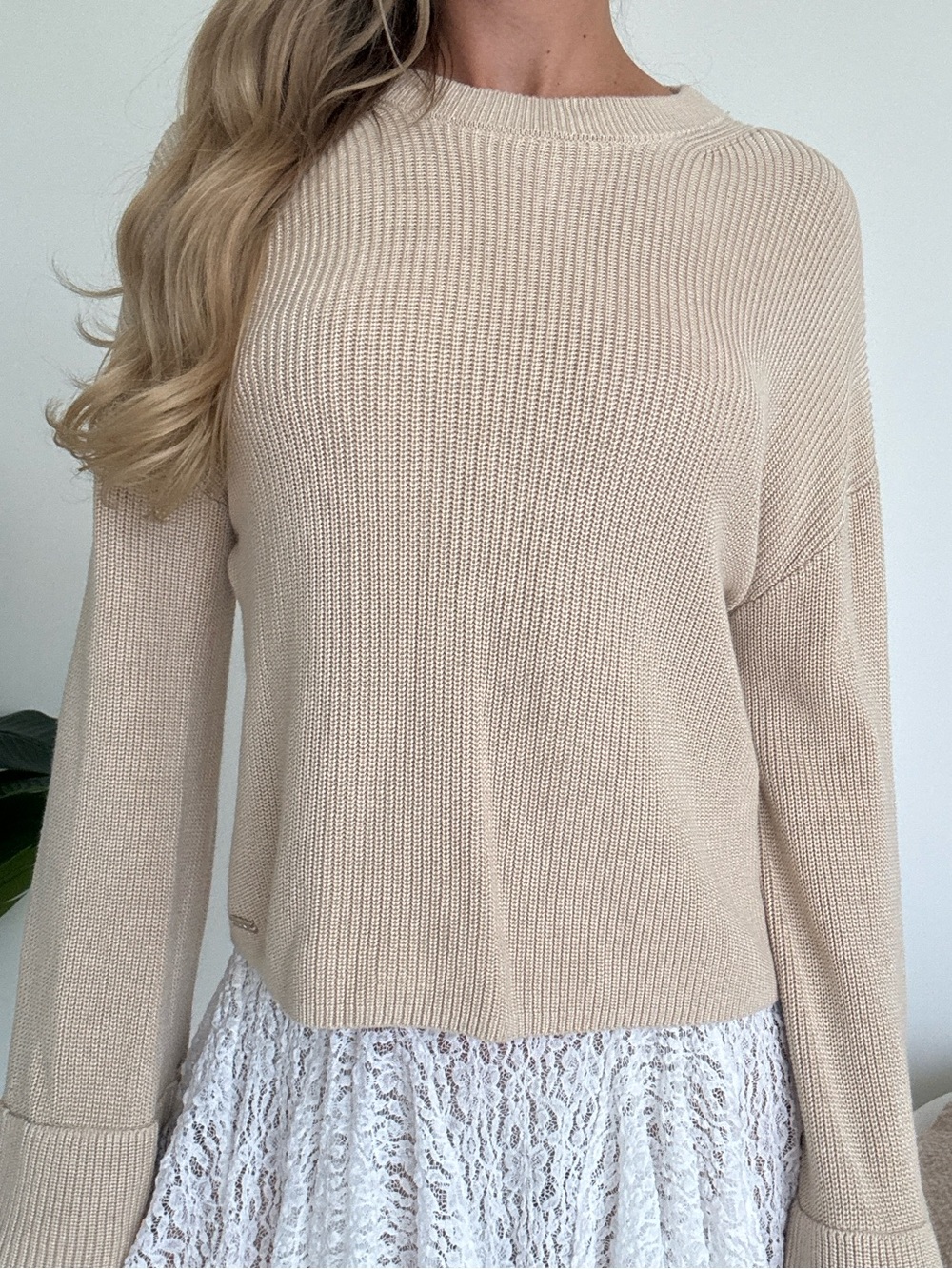 Lune Women's Cream Knit Crewneck Sweater